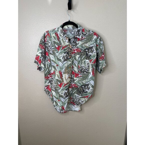 Ms. Paquette Womens Tropical Print Button-Up Hawaiian Shirt Size M Jungle Style - Picture 1 of 6